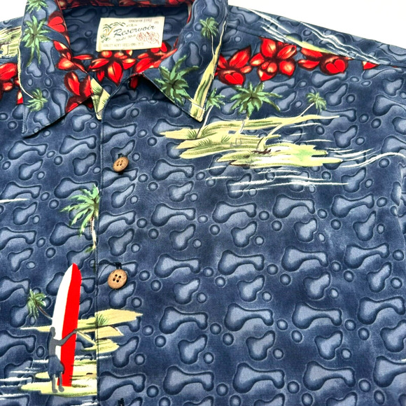 RESERVOIR‎ | Men's Large Vintage Hawaiian Shirt Sufer Aloha Floral Island Palm - Picture 1 of 9